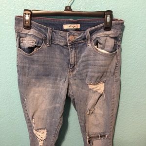 refuge distressed blue jeans